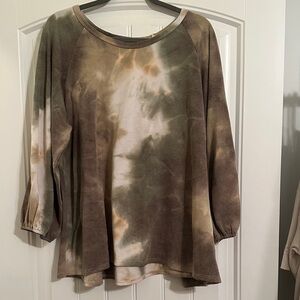 Size 1X Chris & Carol Women's Tie-Dye 3/4 length Sleeve Top